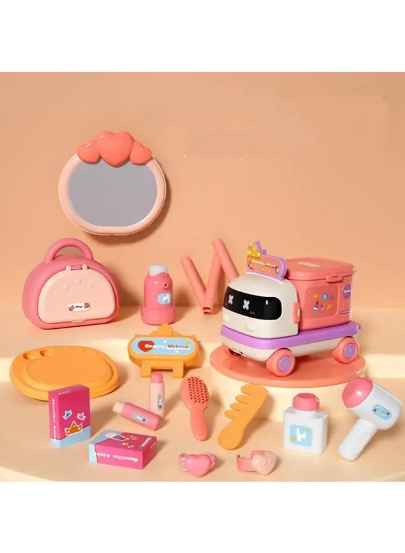 Hihonor Kids' Pull-String Cart Playset with Medical Makeup Station & Storage – Interactive Multifunctional Cooking and Baking Toy for Youngsters, Plastic, Educational Role-Playing Game (Purple) - Image 5